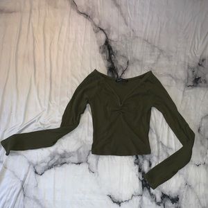 Abercrombie and Fitch Cropped Long-Sleeve Shirt